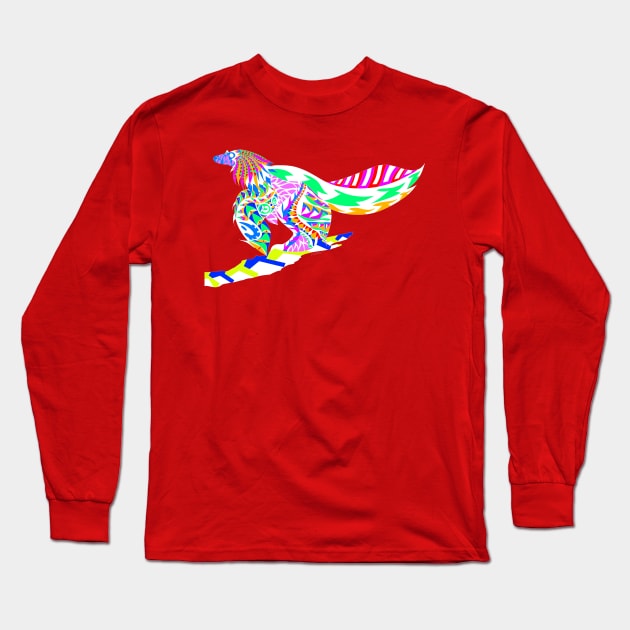 light rainbow birdy dinosaur in ecopop Long Sleeve T-Shirt by jorge_lebeau